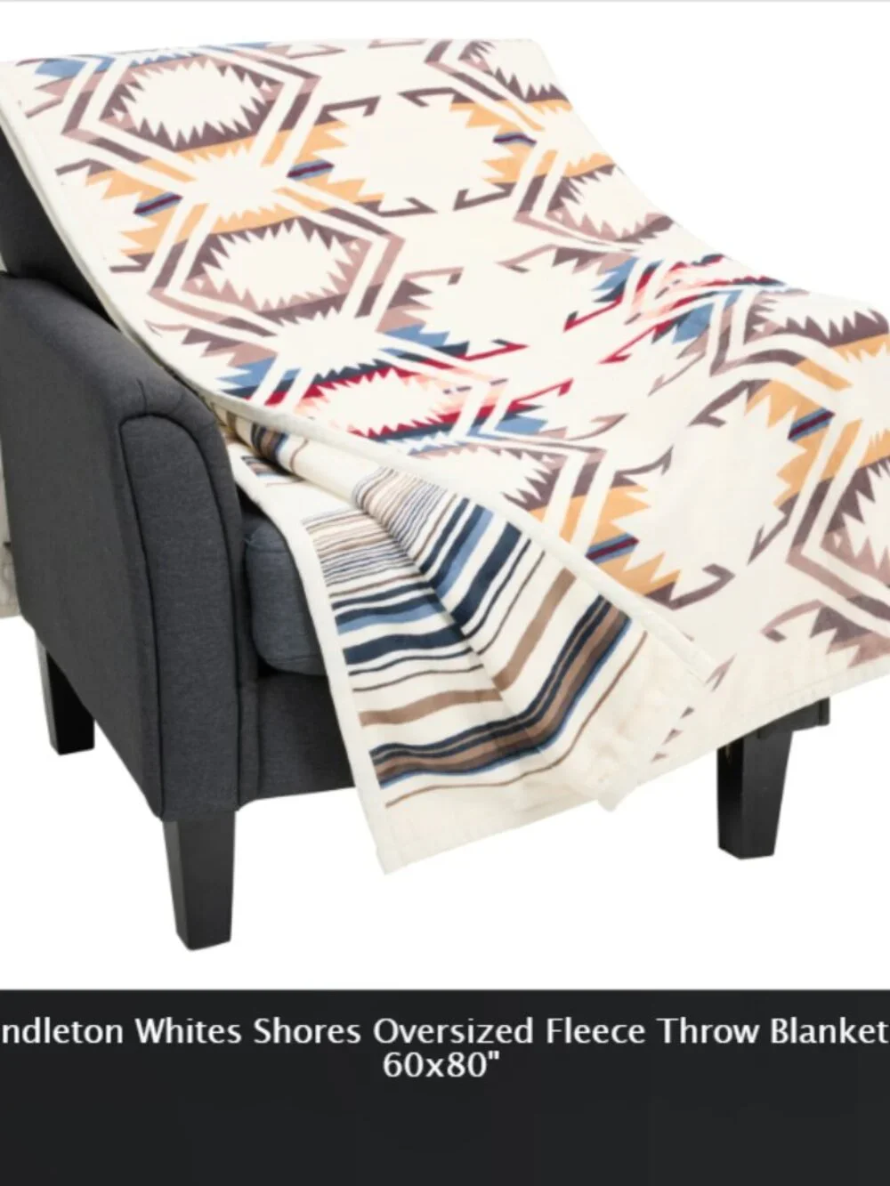 NEW Pendleton Whites Shores Oversized Fleece Throw Blanket - 60x80